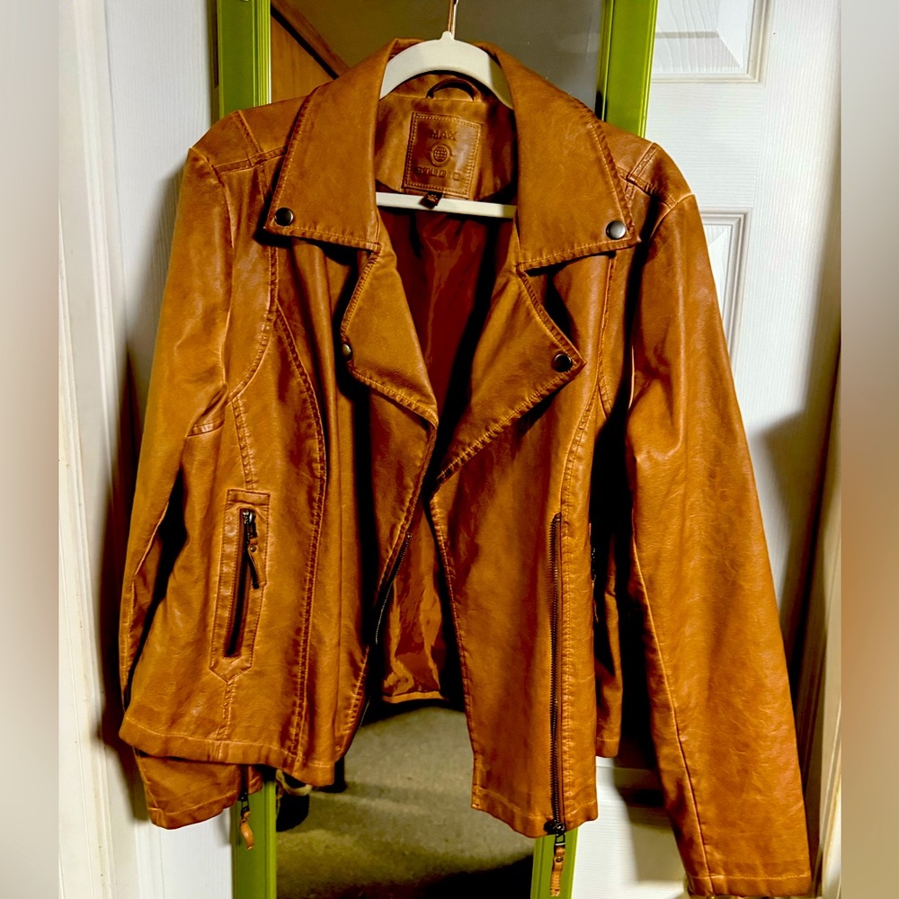 NWOT Max Studio Faux Leather Moto Jacket